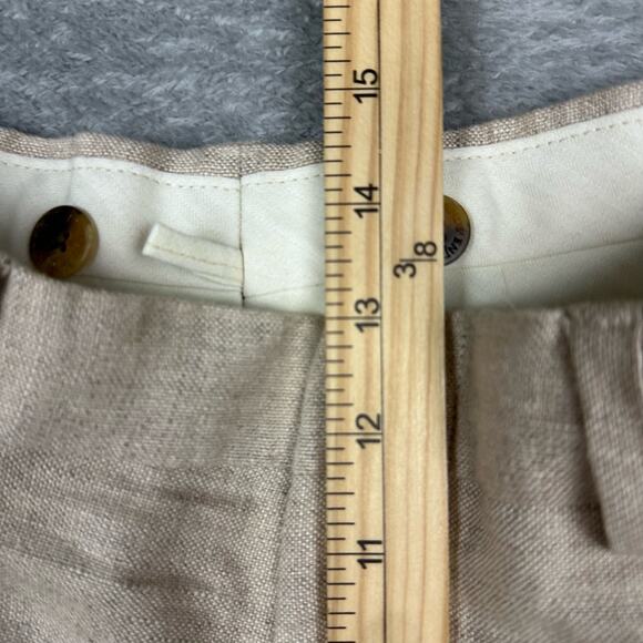 Lands End Mens 36x30 Linen Blend Pleated Dress Pants Beige Casual Office - Picture 8 of 11